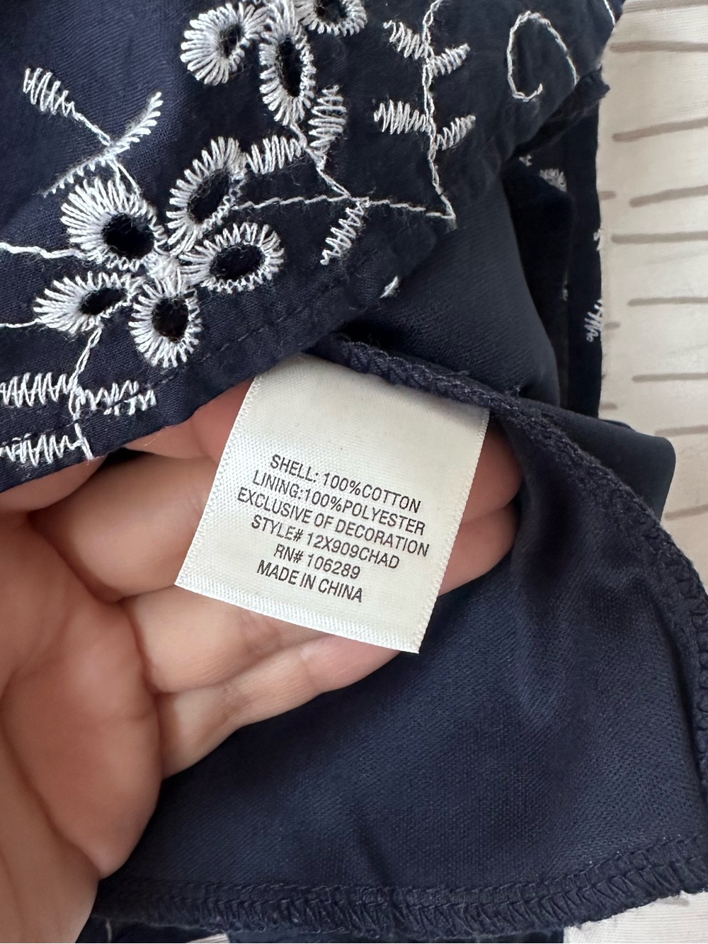 Navy Floral Embroidered Spaghetti Strap Tank Top - Picture 3 of 5